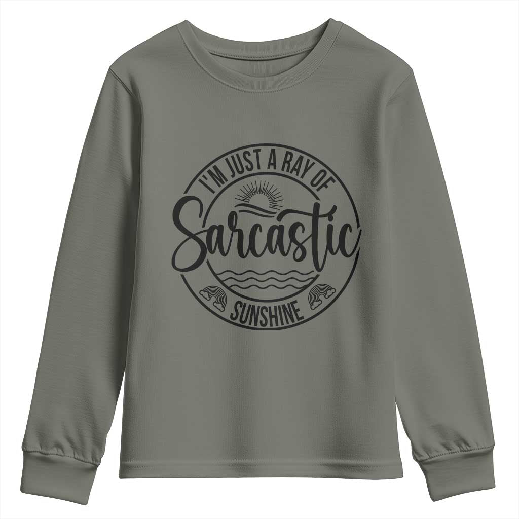 Funny Im Just A Ray Of Sarcastic Sunshine Youth Sweatshirt Witty Sarcasm Lover - Wonder Print Shop