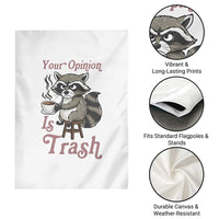 Funny Sarcastic Raccoon Coffee Lover Garden Flag Your Opinion Is Trash Gift - Wonder Print Shop