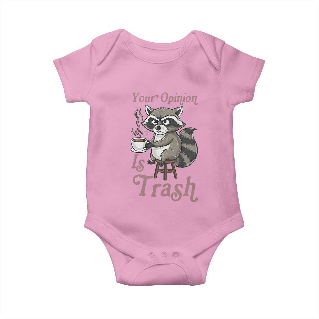 Funny Sarcastic Raccoon Coffee Lover Baby Onesie Your Opinion Is Trash Gift - Wonder Print Shop