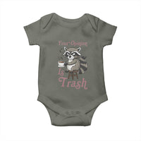 Funny Sarcastic Raccoon Coffee Lover Baby Onesie Your Opinion Is Trash Gift - Wonder Print Shop