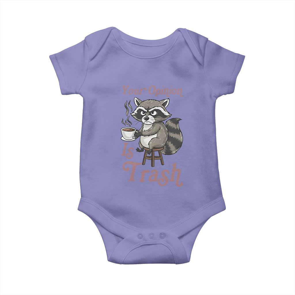 Funny Sarcastic Raccoon Coffee Lover Baby Onesie Your Opinion Is Trash Gift - Wonder Print Shop