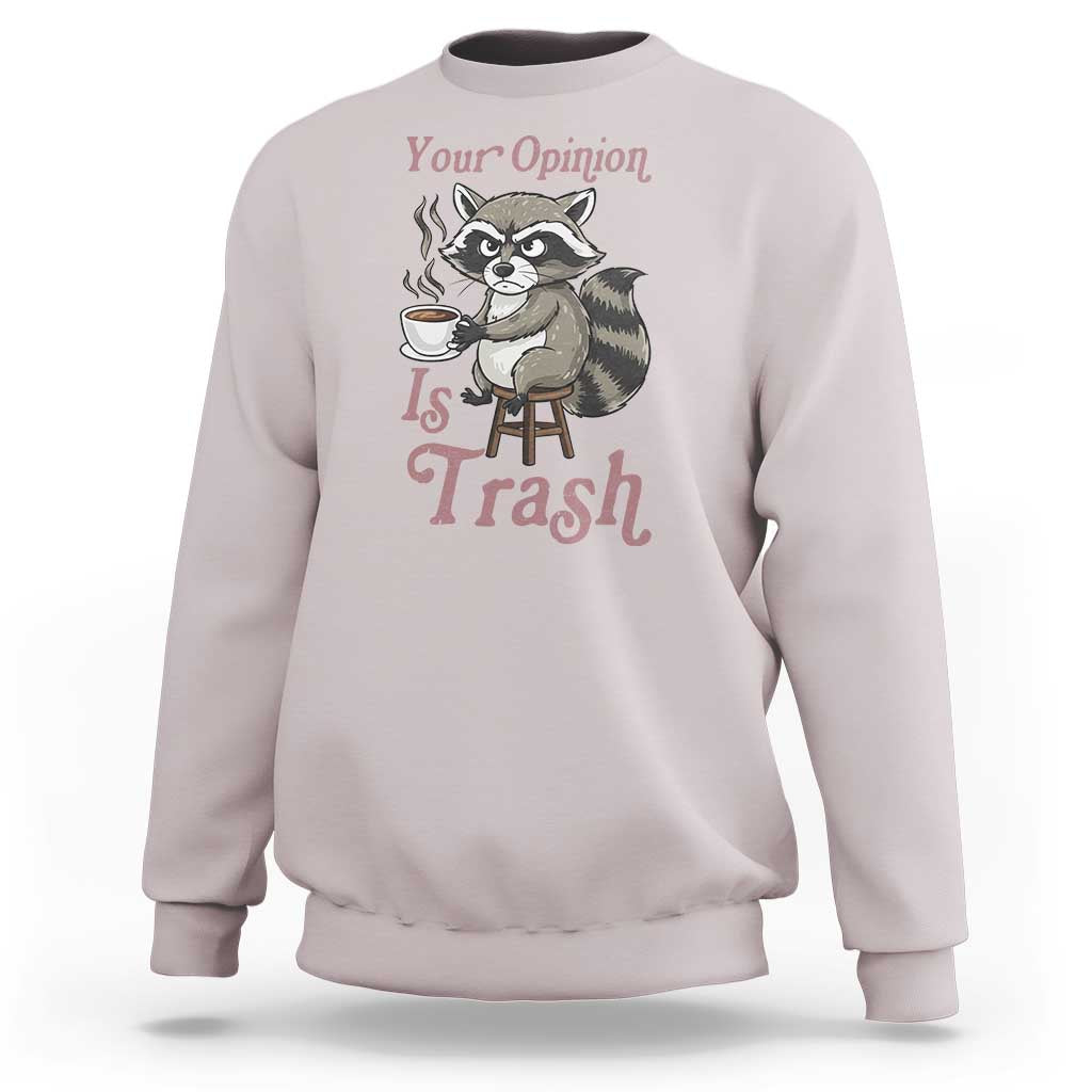 Funny Sarcastic Raccoon Coffee Lover Sweatshirt Your Opinion Is Trash Gift - Wonder Print Shop