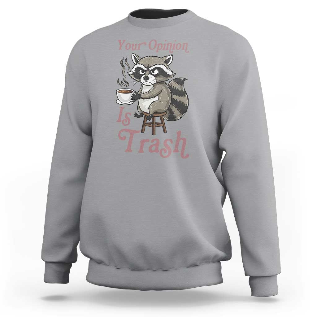 Funny Sarcastic Raccoon Coffee Lover Sweatshirt Your Opinion Is Trash Gift - Wonder Print Shop