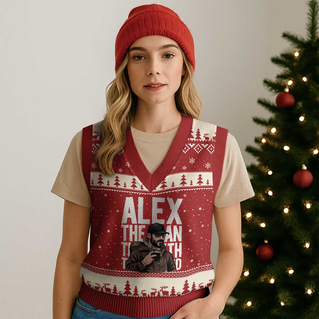 Alex Pretti V-Neck Knit Sweater Vest Alex The Man The Myth The Legend Vintage Gift