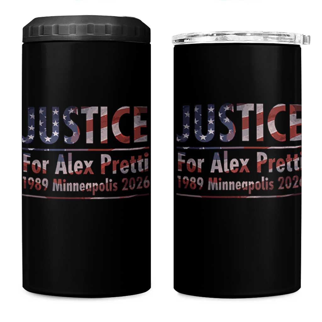 Justice For Alex Pretti 4 in 1 Can Cooler Tumbler Minneapolis MN Tribute Gift