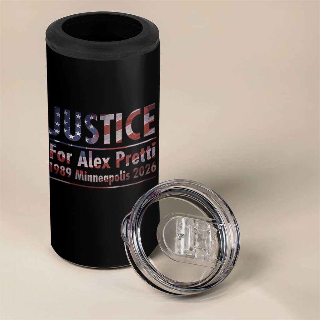 Justice For Alex Pretti 4 in 1 Can Cooler Tumbler Minneapolis MN Tribute Gift