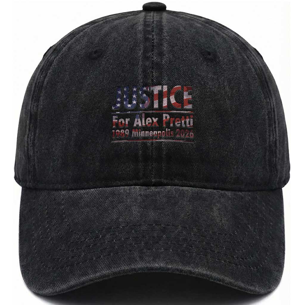 Justice For Alex Pretti Washed Cotton Baseball Cap Minneapolis MN Tribute Gift
