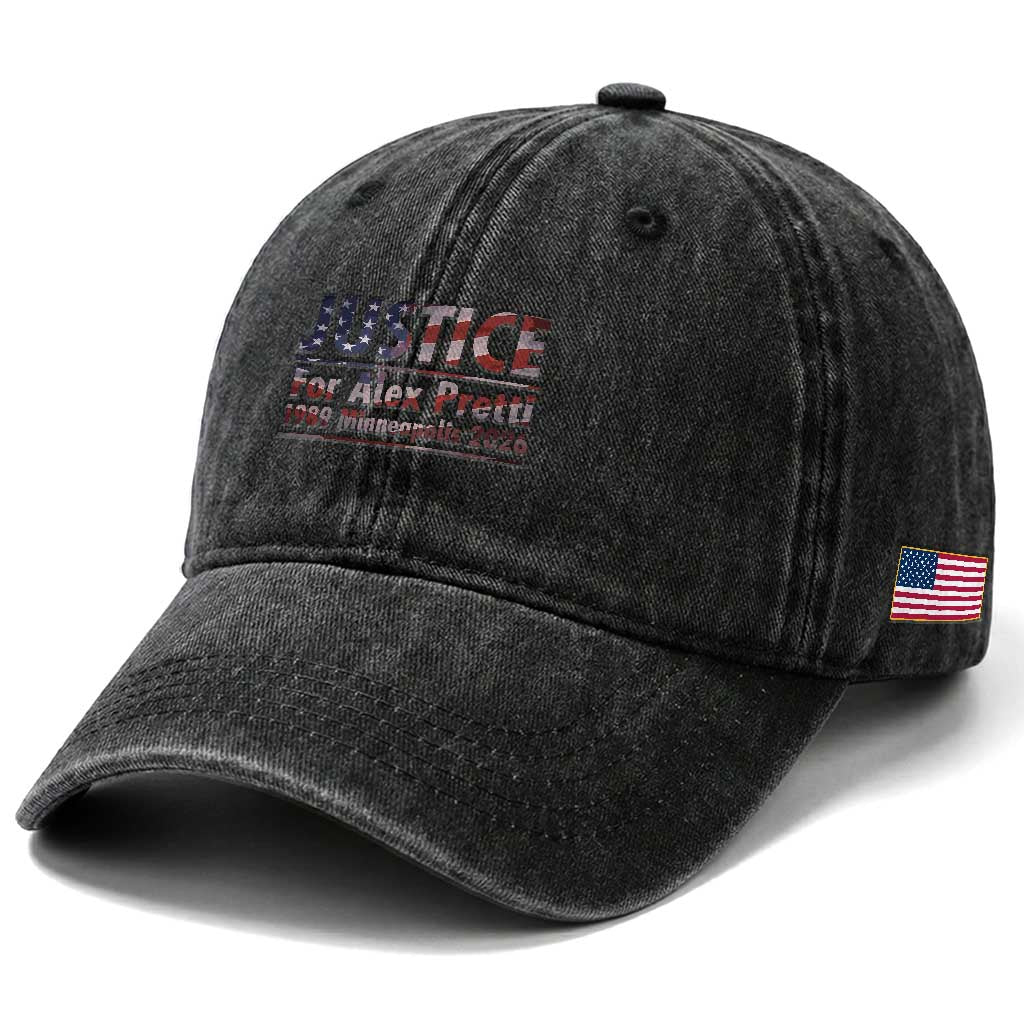 Justice For Alex Pretti Washed Cotton Baseball Cap Minneapolis MN Tribute Gift