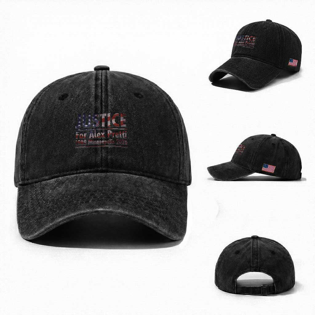 Justice For Alex Pretti Washed Cotton Baseball Cap Minneapolis MN Tribute Gift