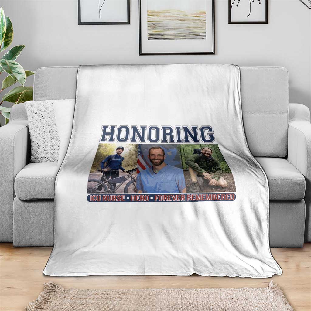 Honoring Alex Pretti Memorial Throw Blanket ICU Nurse Hero Tribute Minneapolis