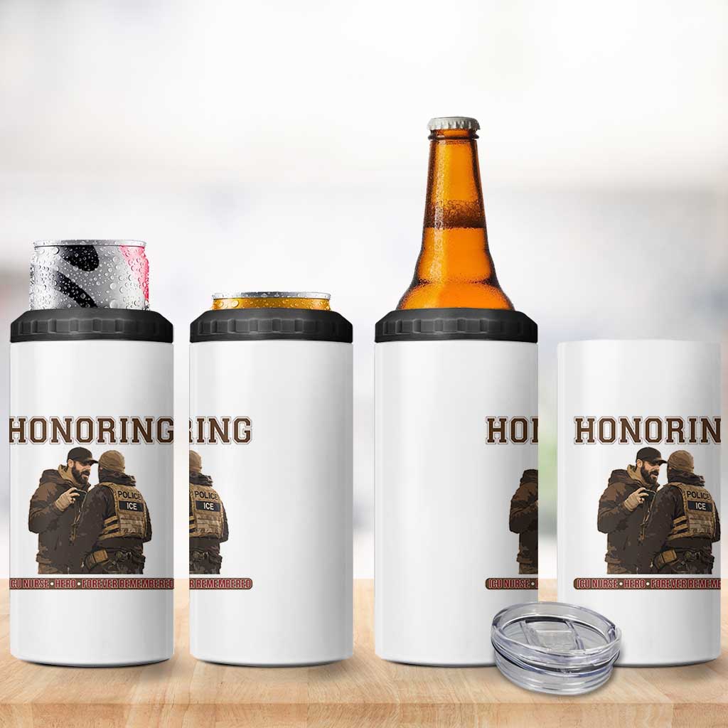 Honoring Alex Pretti ICU Nurse Tribute Support Gift 4 in 1 Can Cooler Tumbler