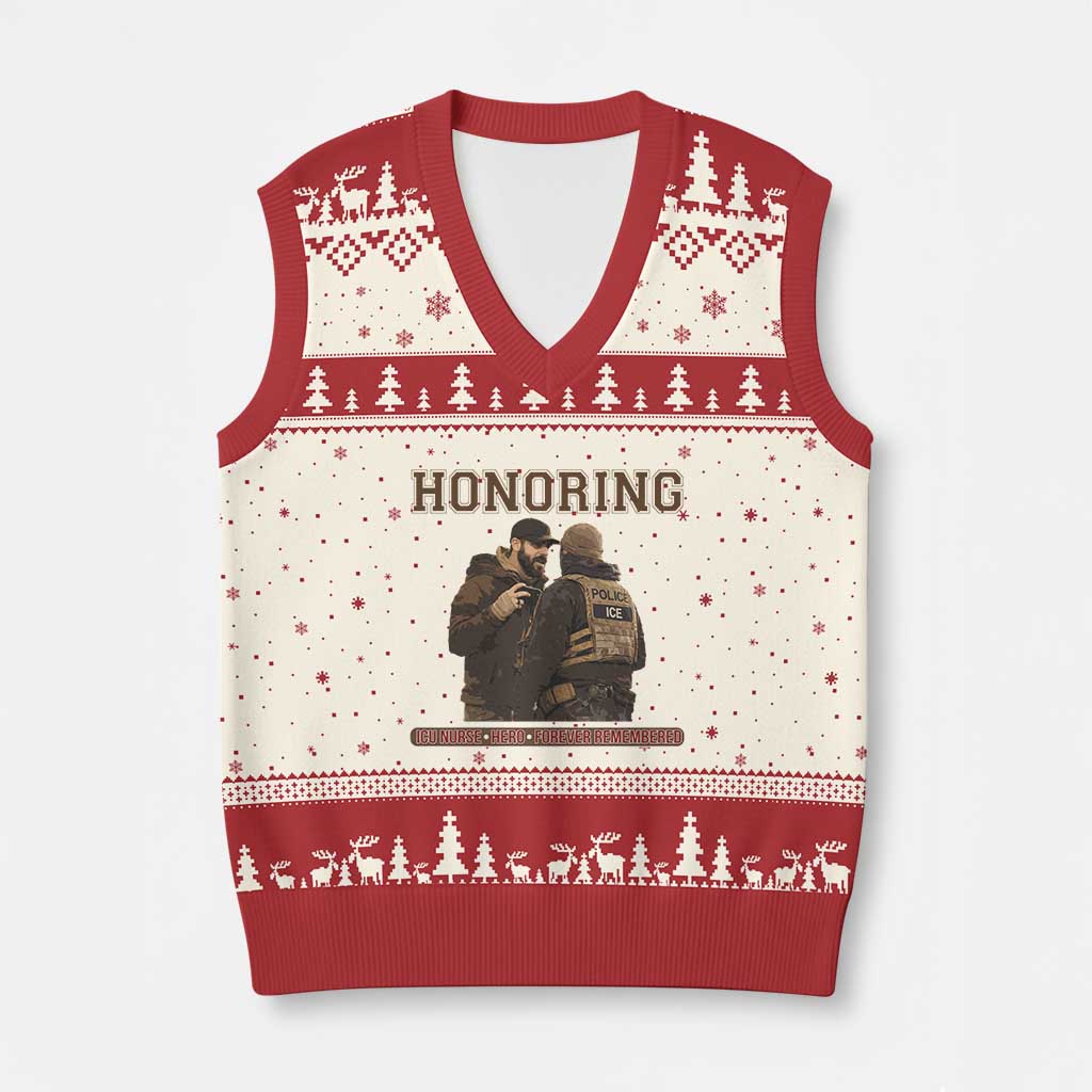 Honoring Alex Pretti ICU Nurse Tribute Support Gift V-Neck Knit Sweater Vest