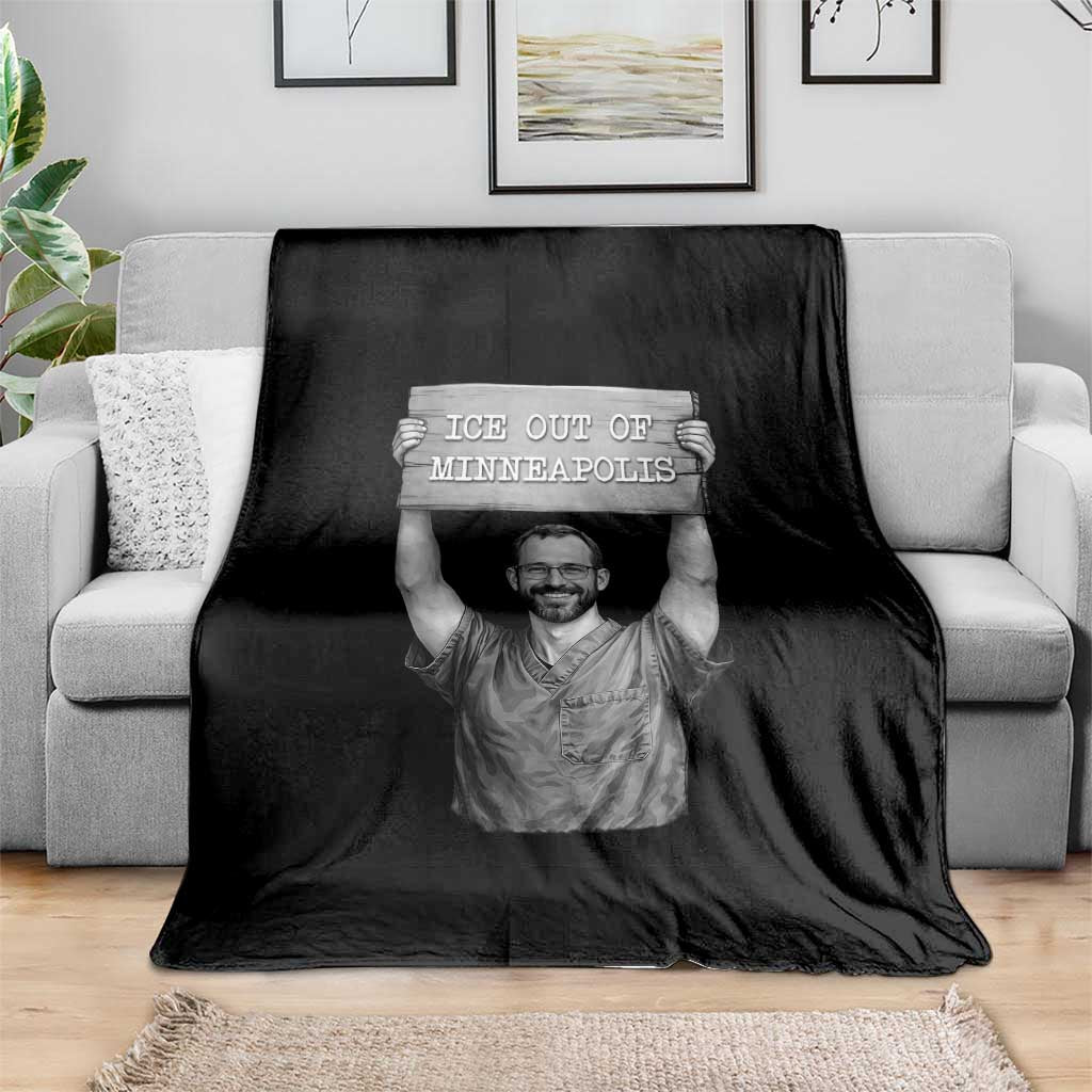 Ice Out Of Minneapolis Throw Blanket Alex Pretti Memorial ICU Nurse Tribute Support