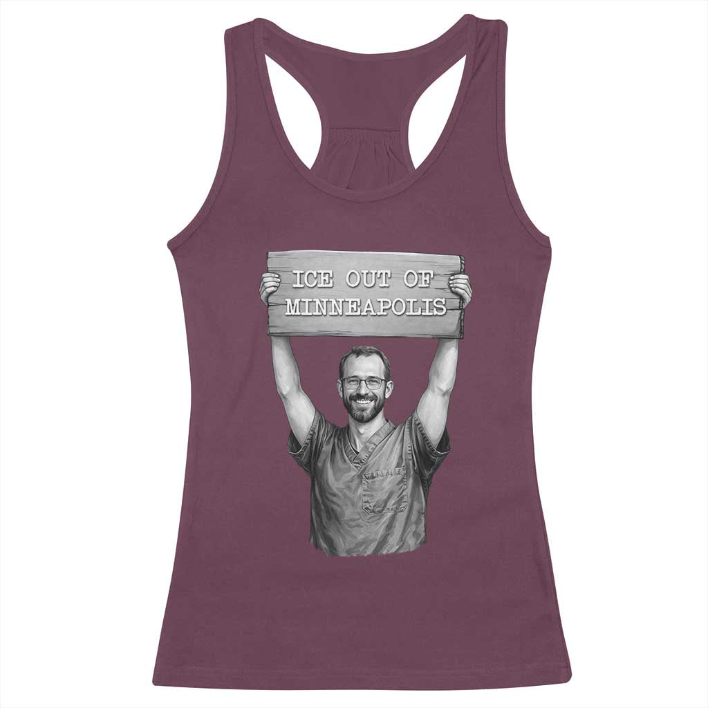 Ice Out Of Minneapolis Racerback Tank Top Alex Pretti Memorial ICU Nurse Tribute Support
