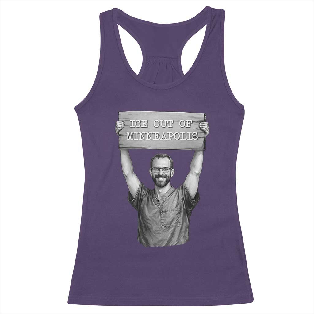 Ice Out Of Minneapolis Racerback Tank Top Alex Pretti Memorial ICU Nurse Tribute Support