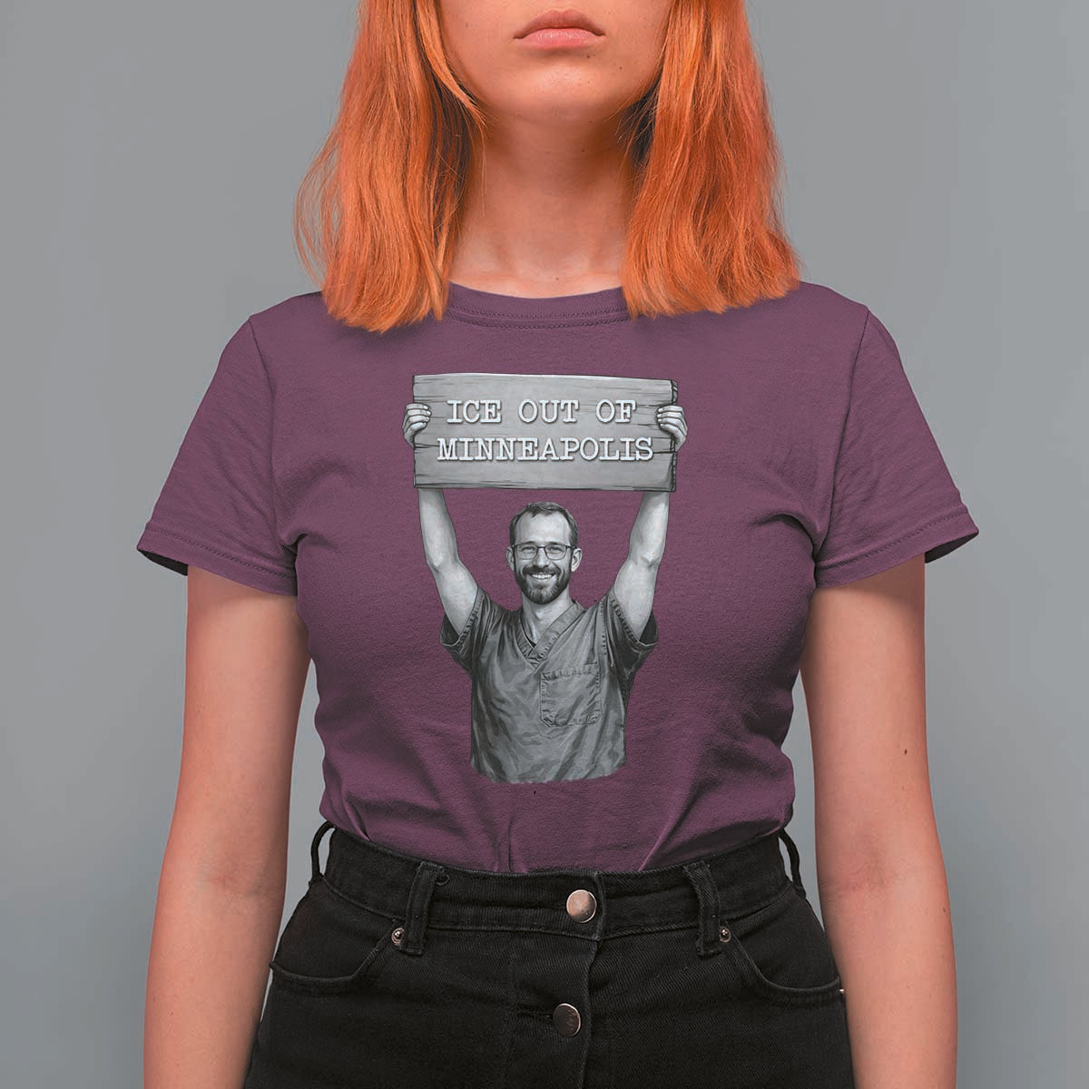 Ice Out Of Minneapolis T Shirt For Women Alex Pretti Memorial ICU Nurse Tribute Support