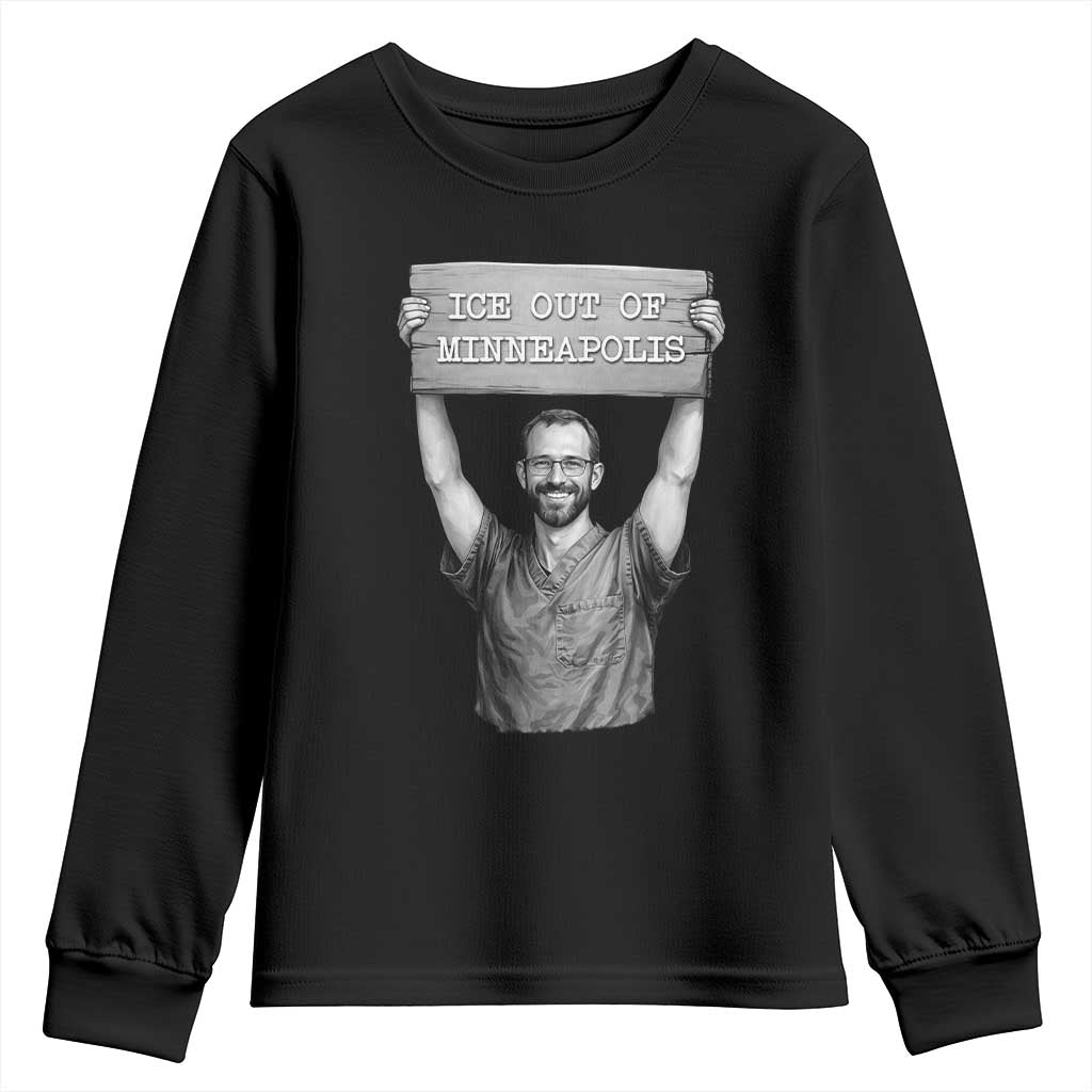 Ice Out Of Minneapolis Youth Sweatshirt Alex Pretti Memorial ICU Nurse Tribute Support