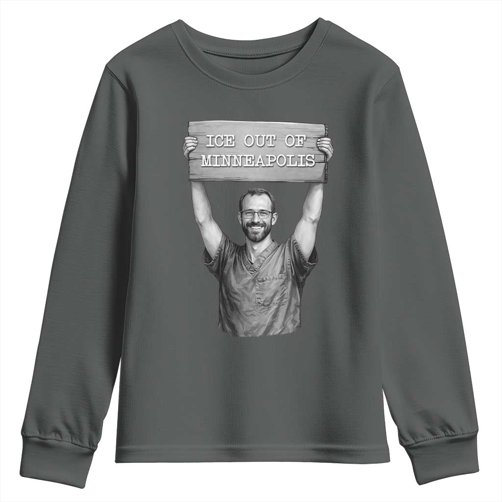 Ice Out Of Minneapolis Youth Sweatshirt Alex Pretti Memorial ICU Nurse Tribute Support