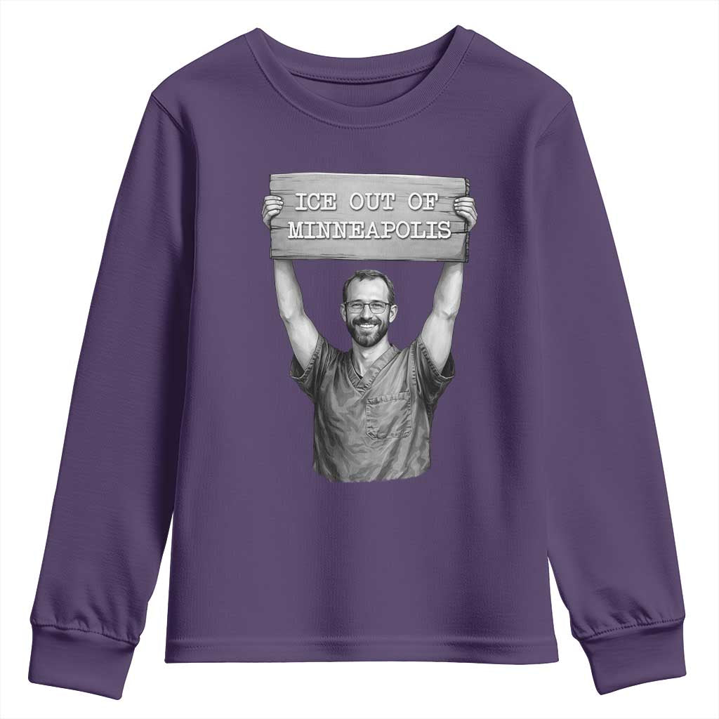 Ice Out Of Minneapolis Youth Sweatshirt Alex Pretti Memorial ICU Nurse Tribute Support