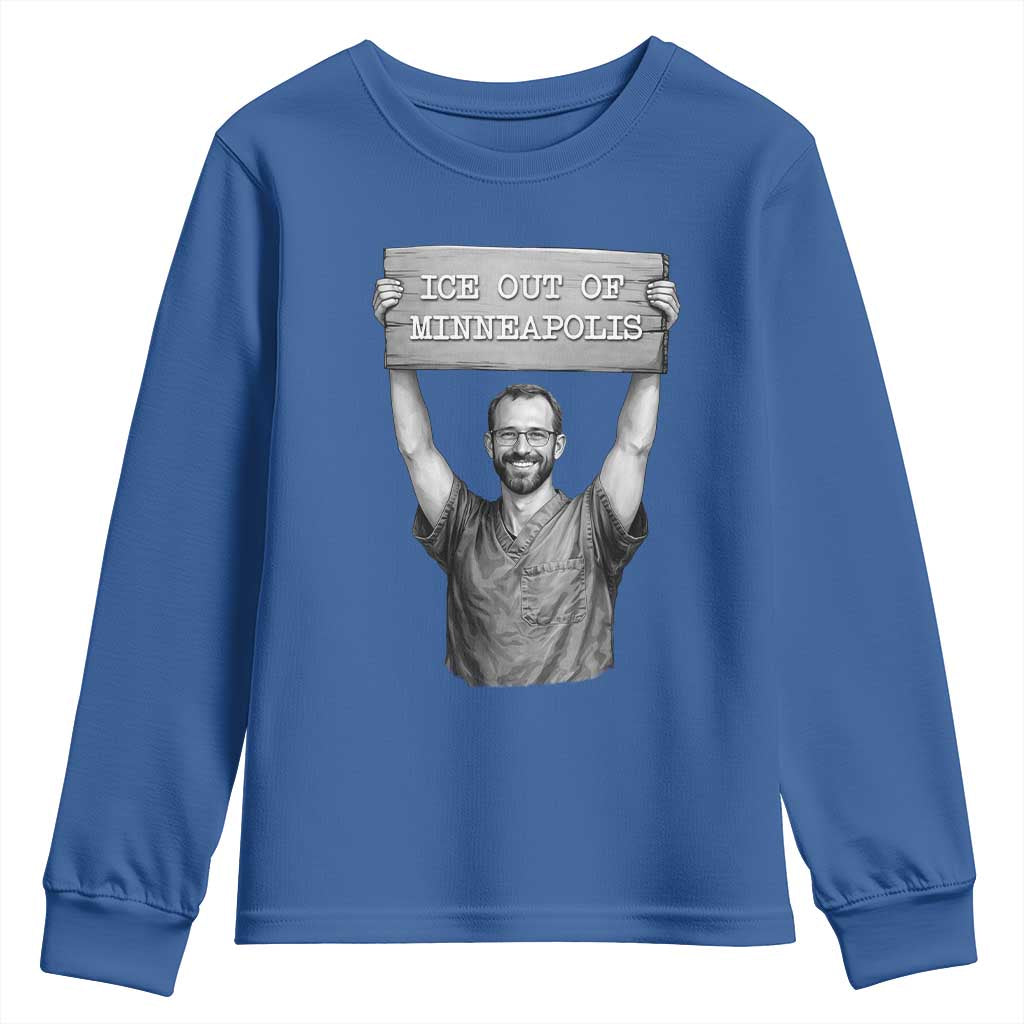 Ice Out Of Minneapolis Youth Sweatshirt Alex Pretti Memorial ICU Nurse Tribute Support