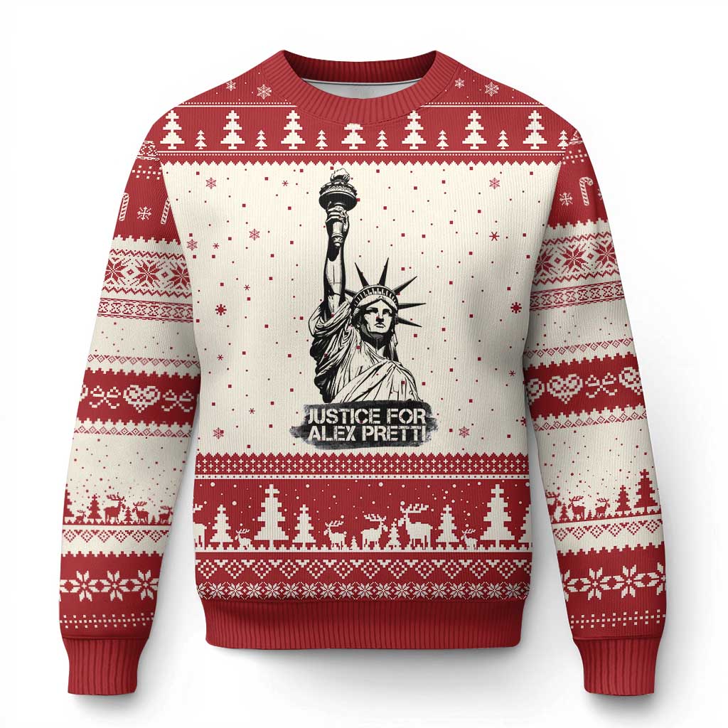 Justice For Alex Pretti Ugly Christmas Sweater Statue Of Liberty Support Gift