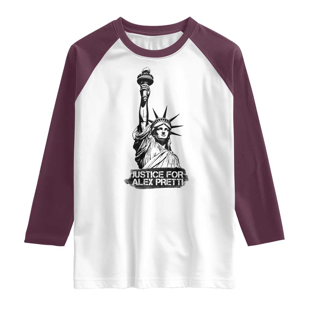 Justice For Alex Pretti Raglan Shirt Statue Of Liberty Support Gift