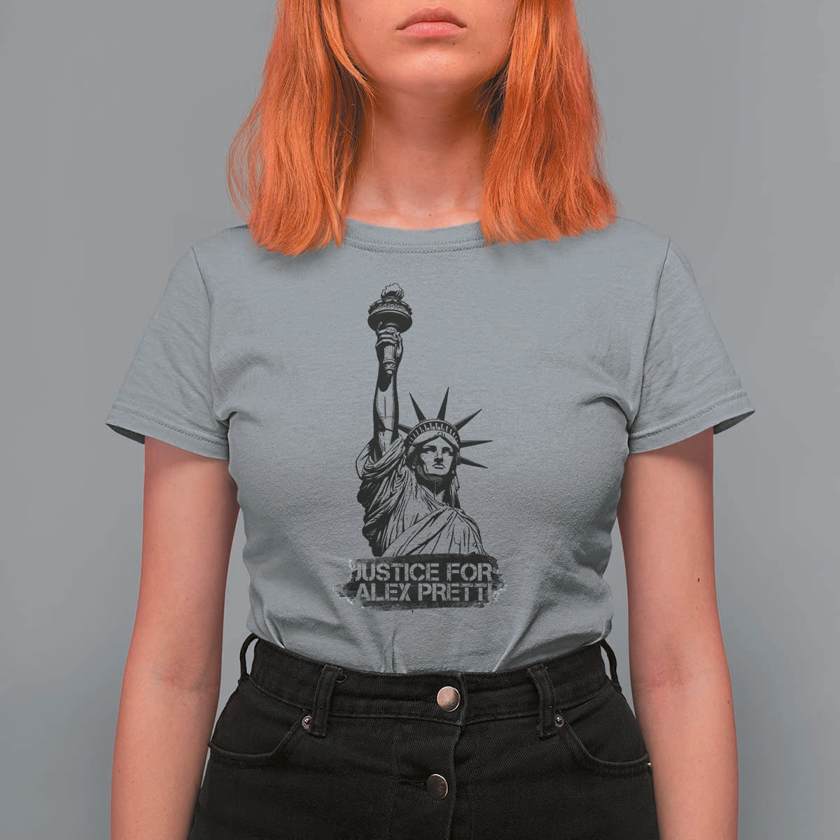Justice For Alex Pretti T Shirt For Women Statue Of Liberty Support Gift