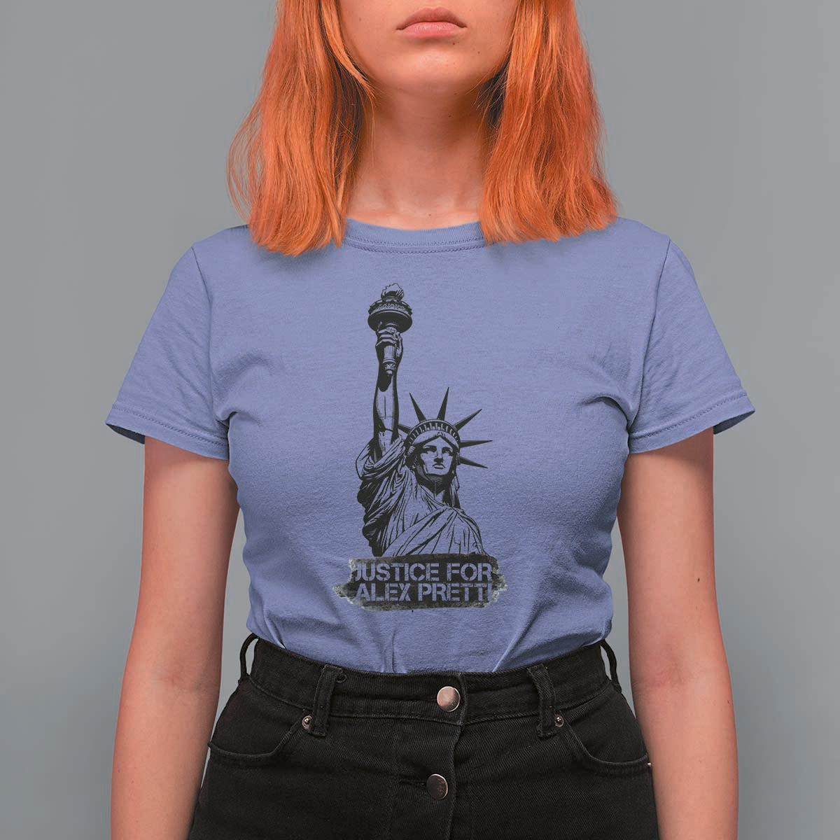 Justice For Alex Pretti T Shirt For Women Statue Of Liberty Support Gift