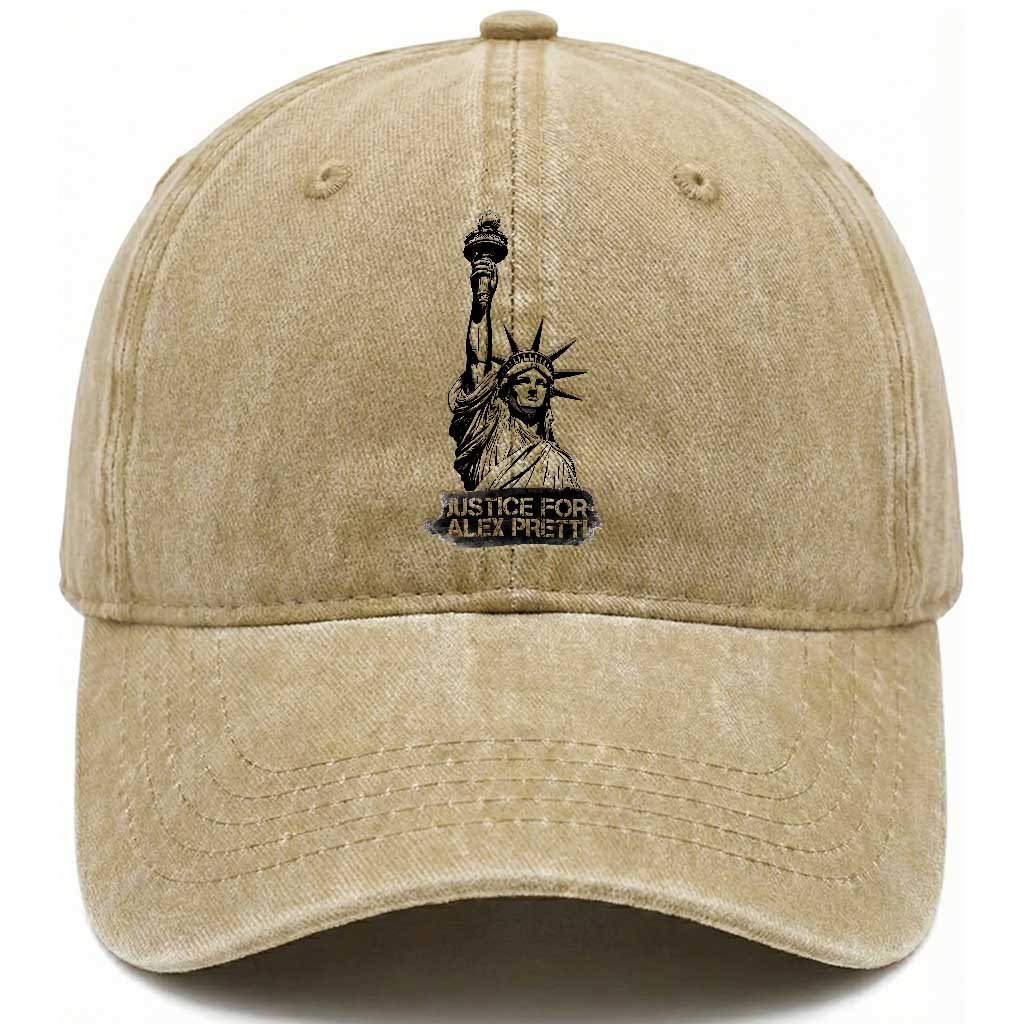 Justice For Alex Pretti Washed Cotton Baseball Cap Statue Of Liberty Support Gift