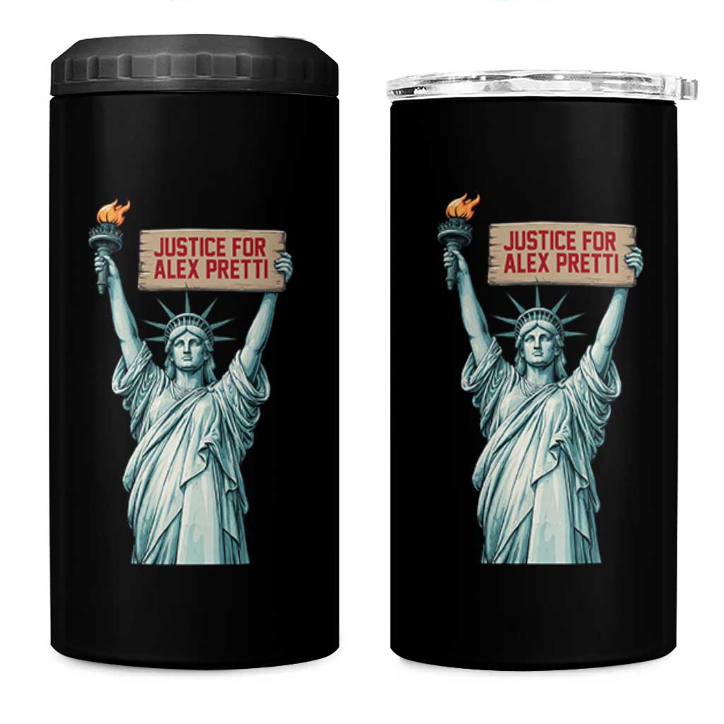 Statue Of Liberty Justice For Alex Pretti Tribute Gift 4 in 1 Can Cooler Tumbler
