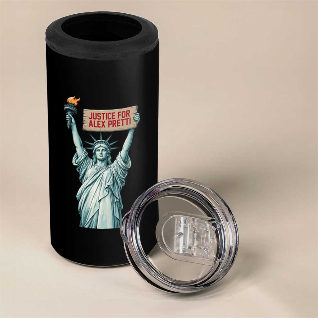 Statue Of Liberty Justice For Alex Pretti Tribute Gift 4 in 1 Can Cooler Tumbler