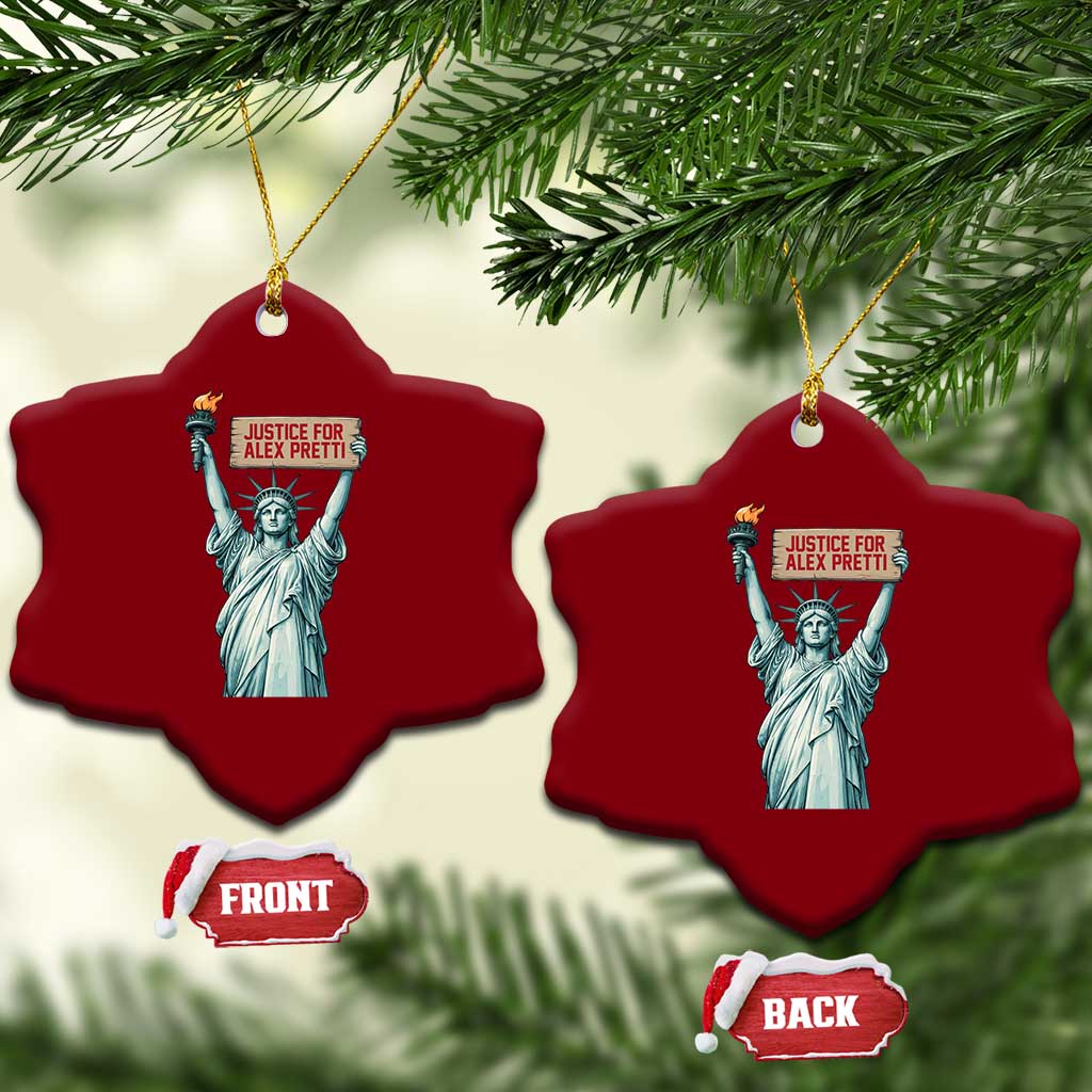Statue Of Liberty Justice For Alex Pretti Tribute Gift Ceramic Ornament