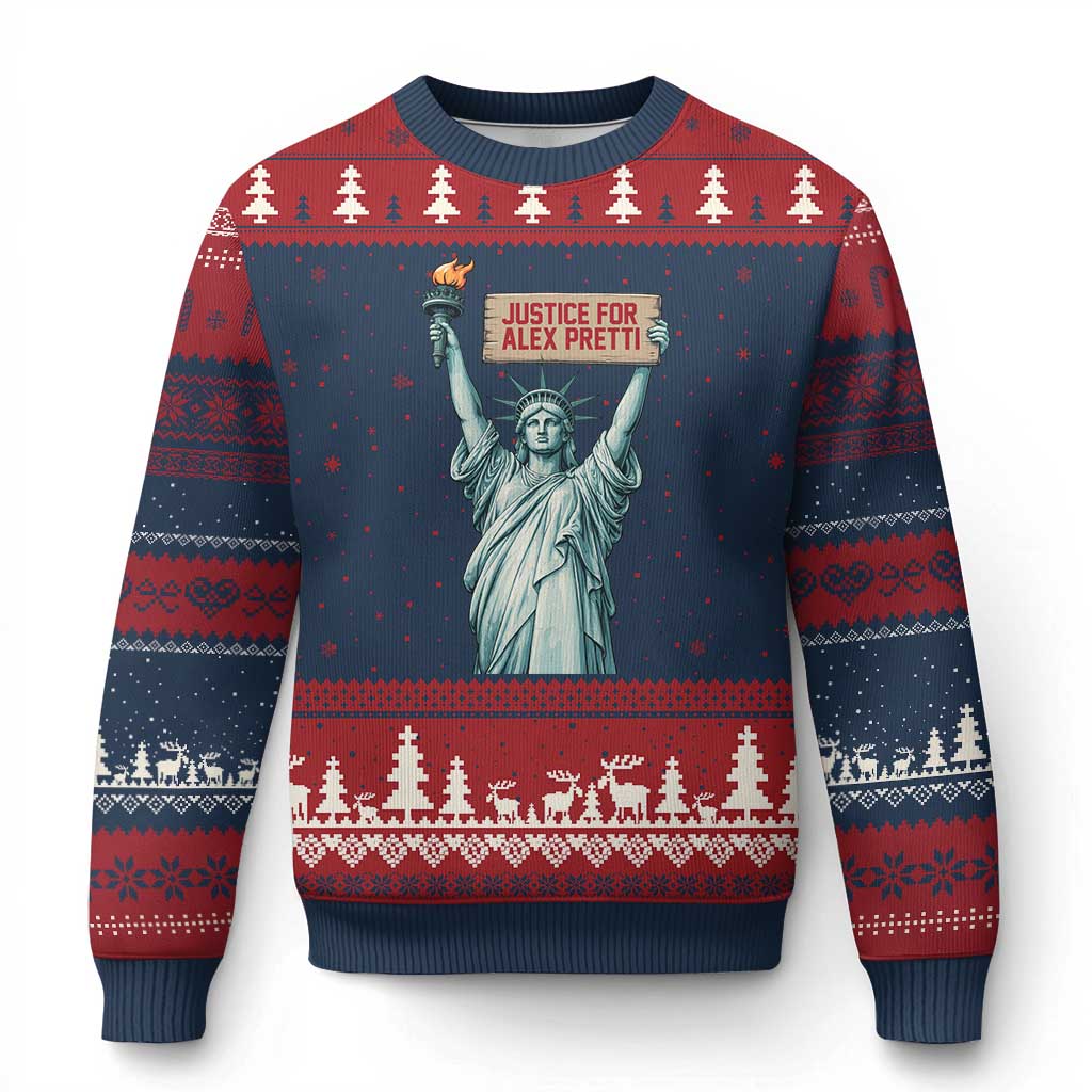 Statue Of Liberty Justice For Alex Pretti Tribute Gift Ugly Christmas Sweater