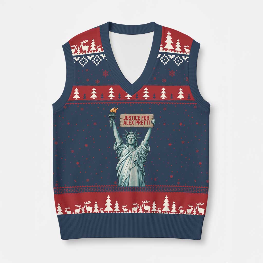 Statue Of Liberty Justice For Alex Pretti Tribute Gift V-Neck Knit Sweater Vest