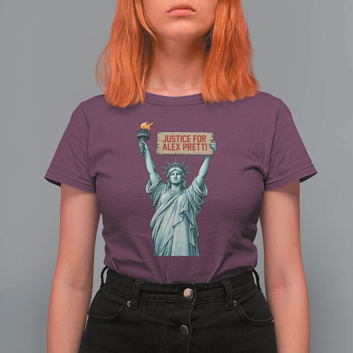 Statue Of Liberty Justice For Alex Pretti Tribute Gift T Shirt For Women