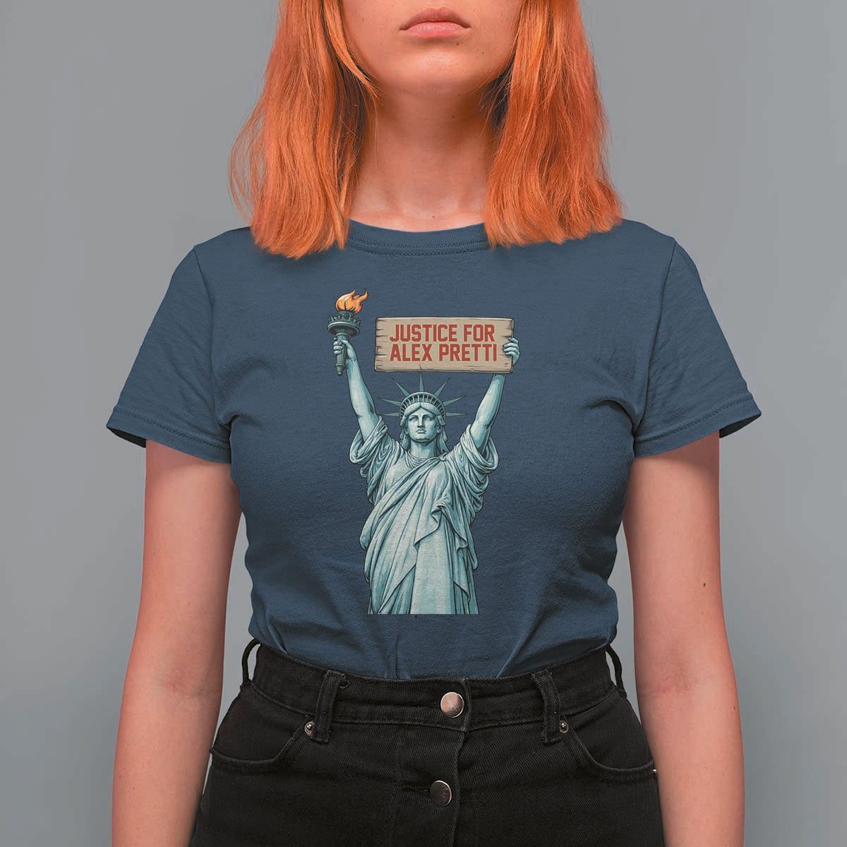 Statue Of Liberty Justice For Alex Pretti Tribute Gift T Shirt For Women