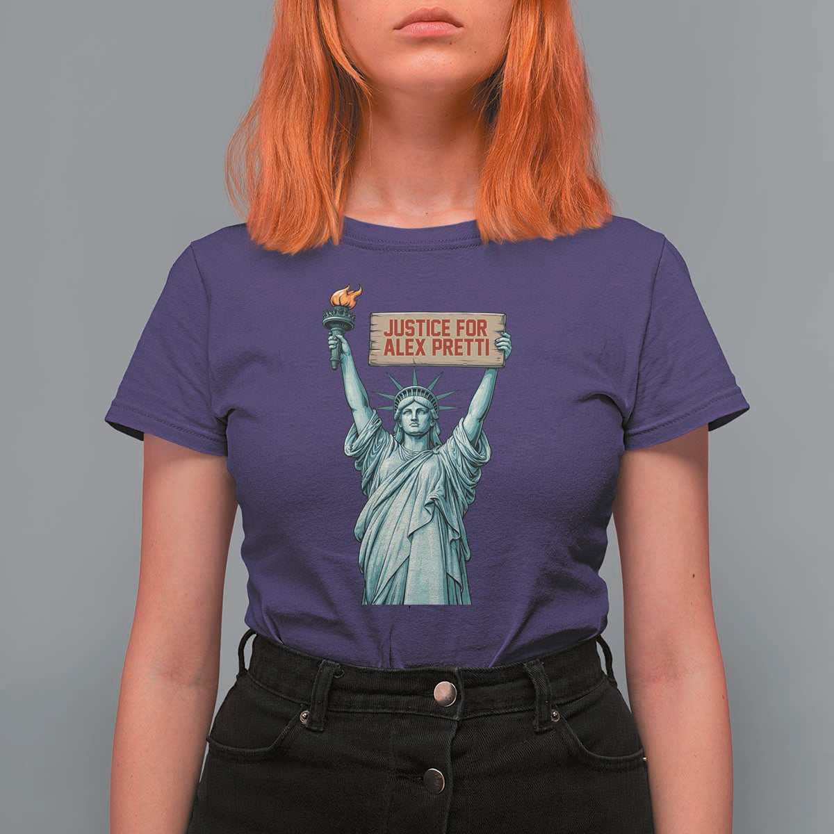 Statue Of Liberty Justice For Alex Pretti Tribute Gift T Shirt For Women