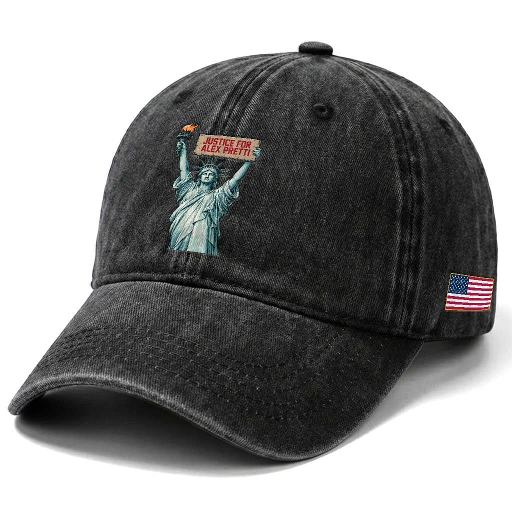 Statue Of Liberty Justice For Alex Pretti Tribute Gift Washed Cotton Baseball Cap