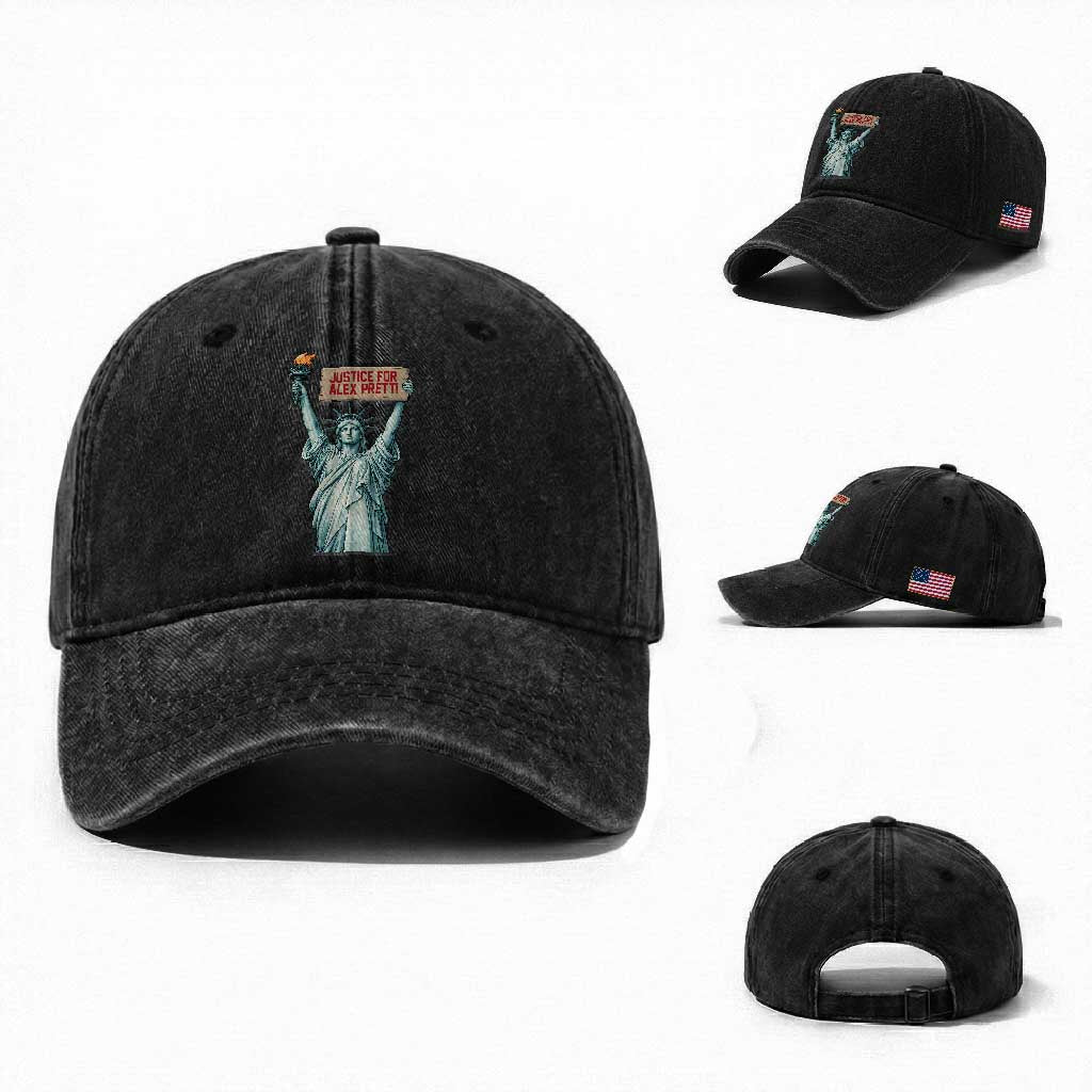 Statue Of Liberty Justice For Alex Pretti Tribute Gift Washed Cotton Baseball Cap