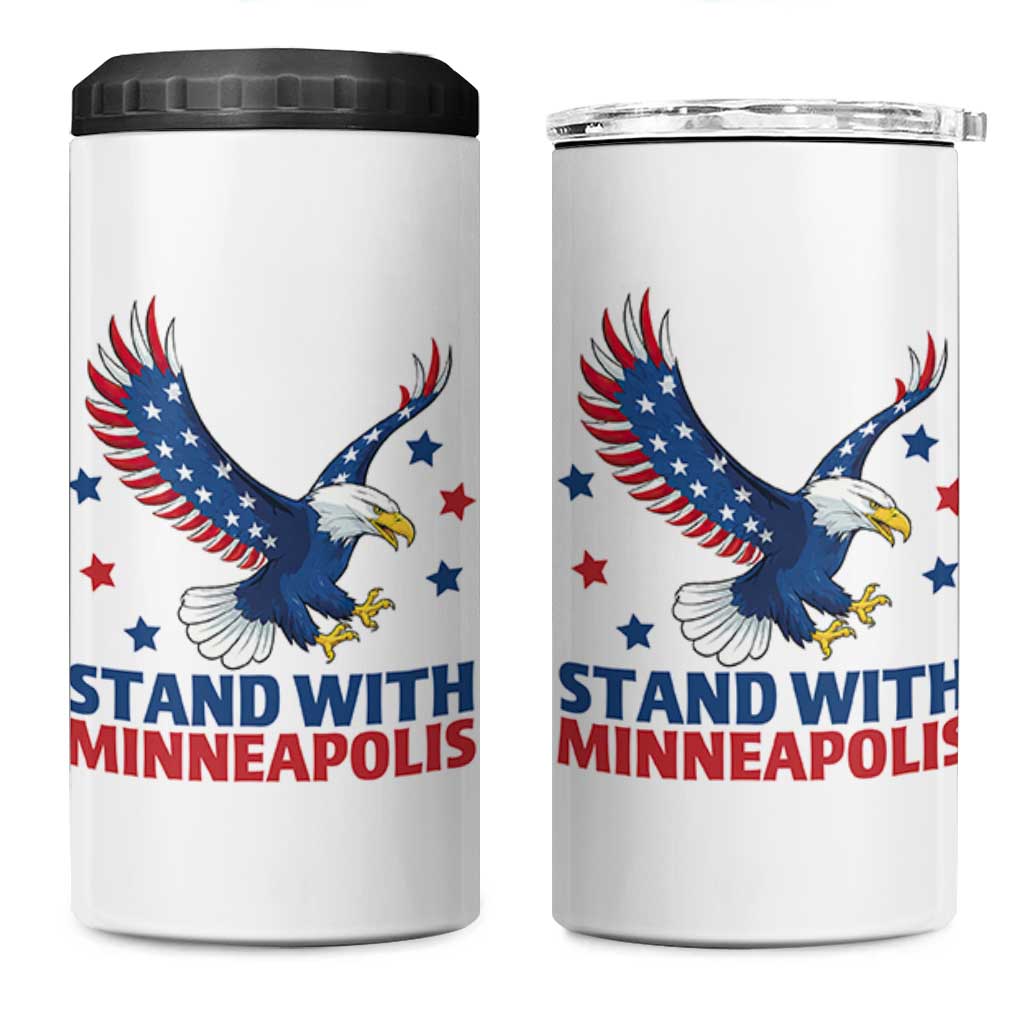 Stand With Minneapolis 4 in 1 Can Cooler Tumbler American Eagle Protest Gift