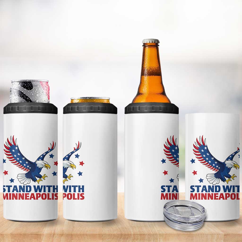 Stand With Minneapolis 4 in 1 Can Cooler Tumbler American Eagle Protest Gift