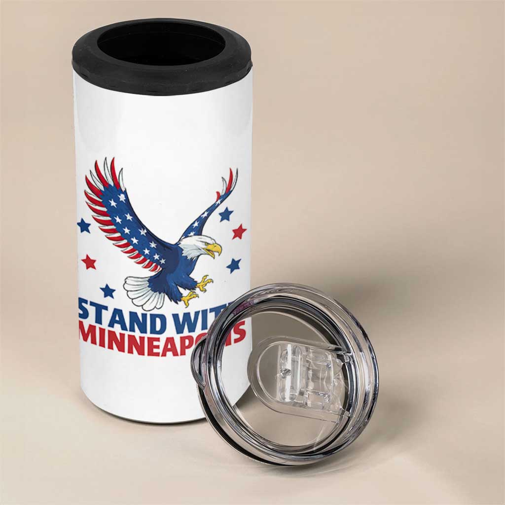 Stand With Minneapolis 4 in 1 Can Cooler Tumbler American Eagle Protest Gift