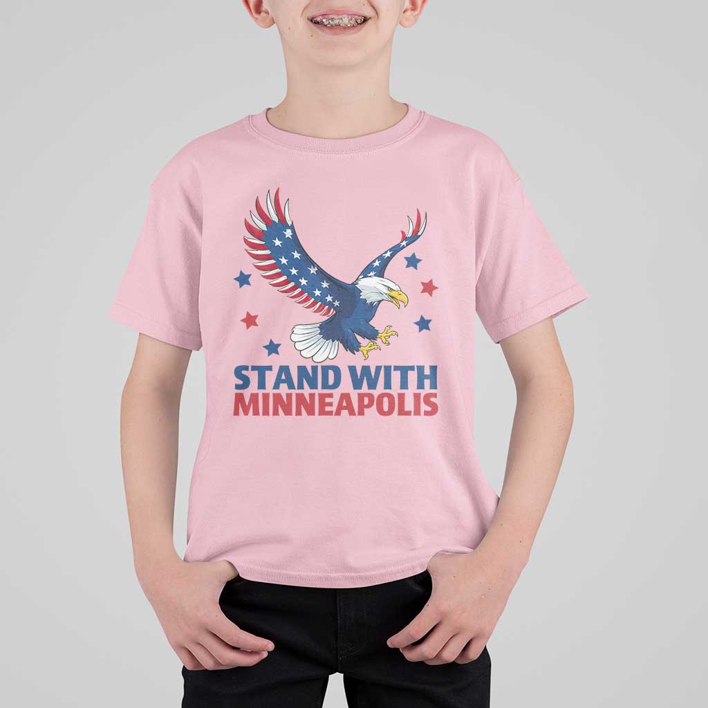 Stand With Minneapolis T Shirt For Kid American Eagle Protest Gift