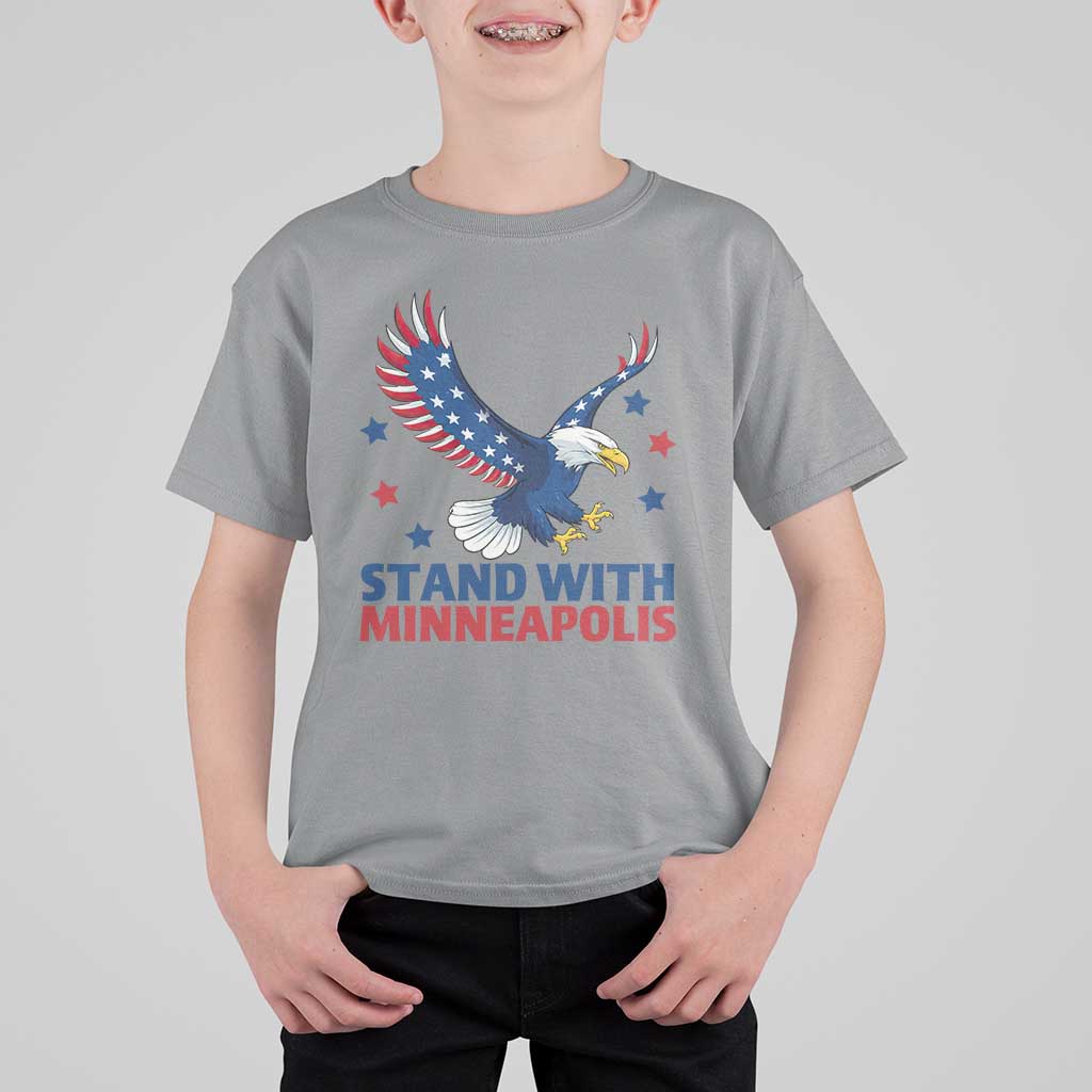 Stand With Minneapolis T Shirt For Kid American Eagle Protest Gift