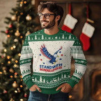 Stand With Minneapolis Ugly Christmas Sweater American Eagle Protest Gift