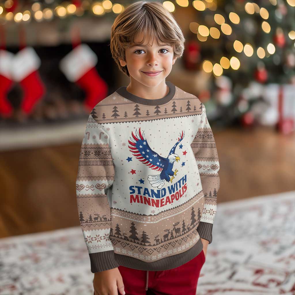 Stand With Minneapolis Ugly Christmas Sweater American Eagle Protest Gift