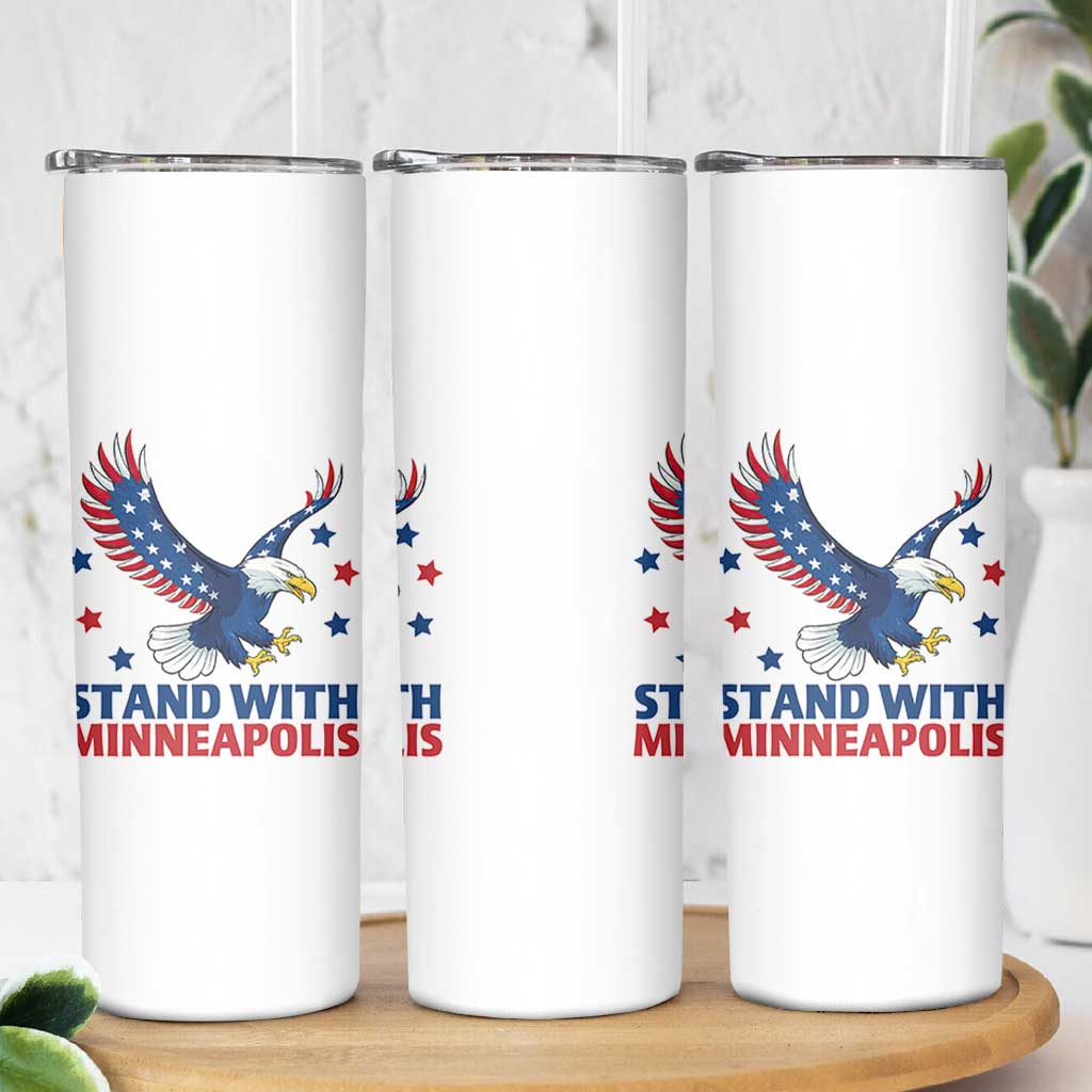 Stand With Minneapolis Skinny Tumbler American Eagle Protest Gift