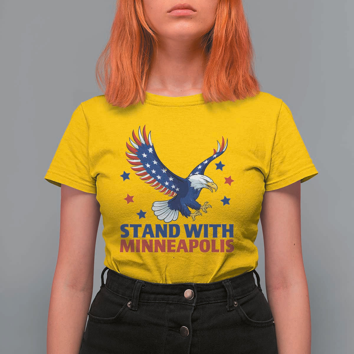 Stand With Minneapolis T Shirt For Women American Eagle Protest Gift