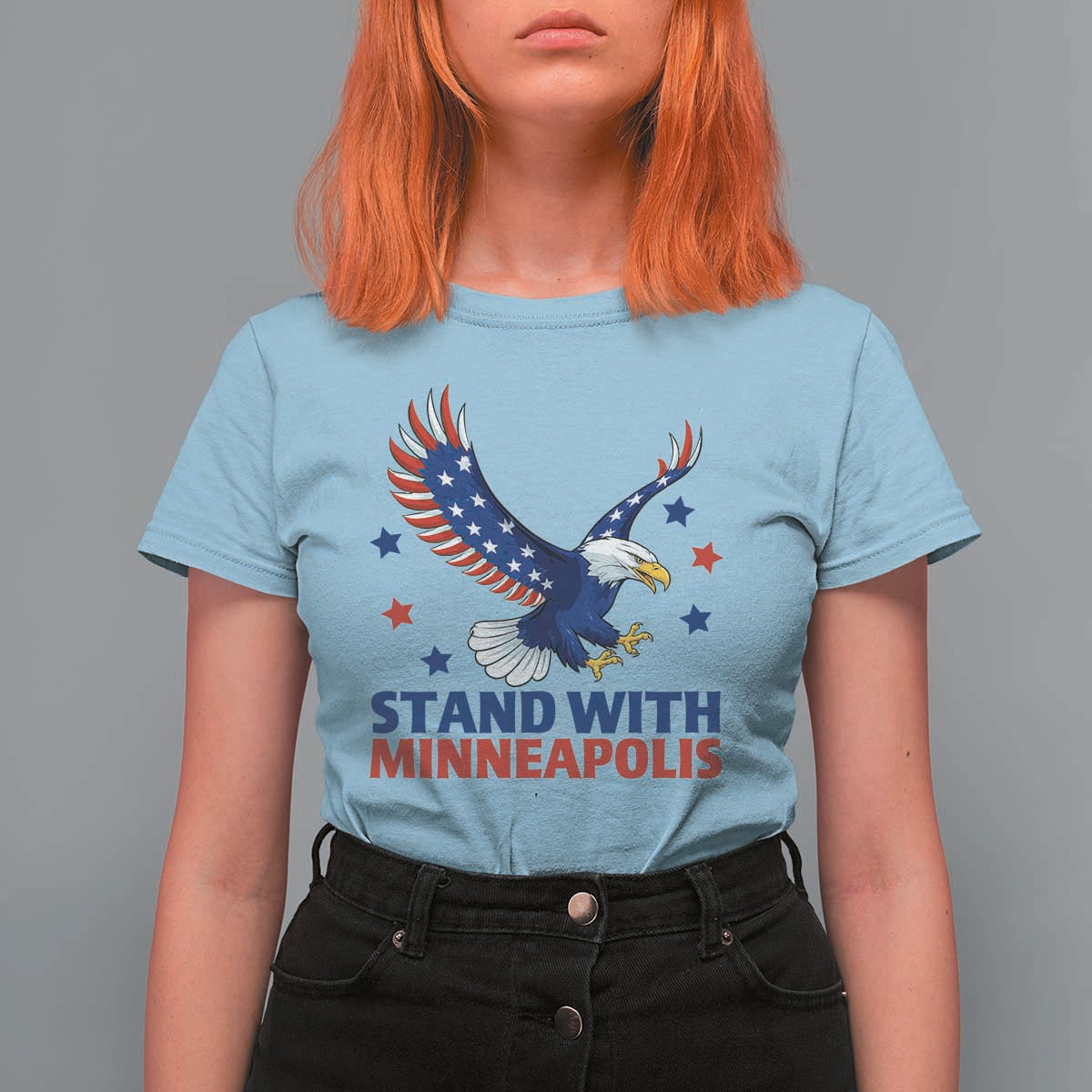 Stand With Minneapolis T Shirt For Women American Eagle Protest Gift