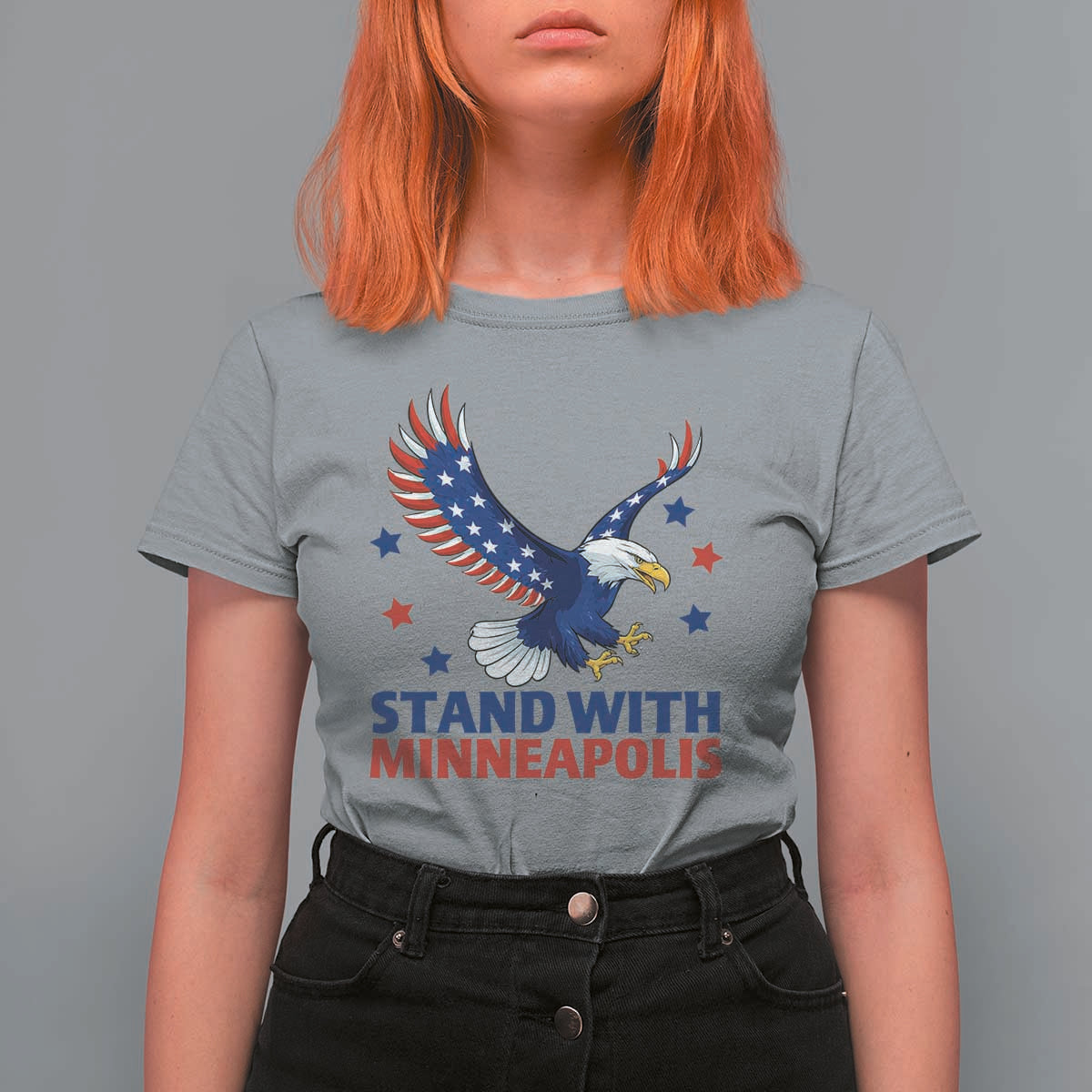 Stand With Minneapolis T Shirt For Women American Eagle Protest Gift